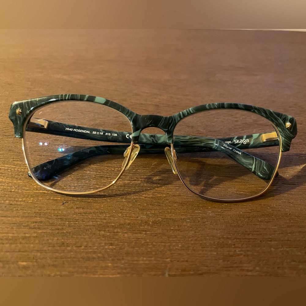 Skaga of Sweden SK2640 ROSENDAL Eyeglasses Green marble and gold color